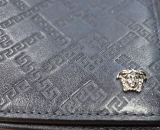 Greca-stijl leren herenportemonnee (bifold), Versace, met Medusa-logo